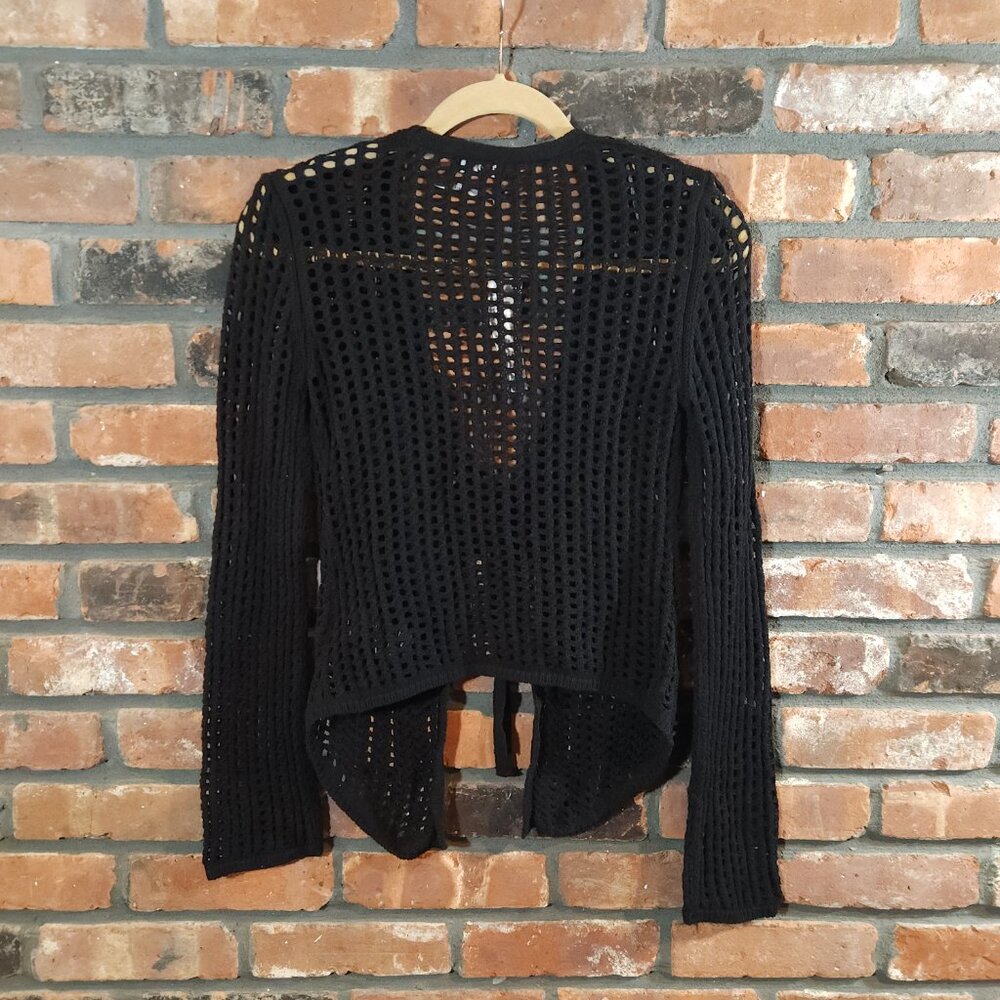 NWT Ecote Joleen Open-Knit Tie-waist Flyaway Cardigan in Black Boho Women's S - Picture 8 of 10